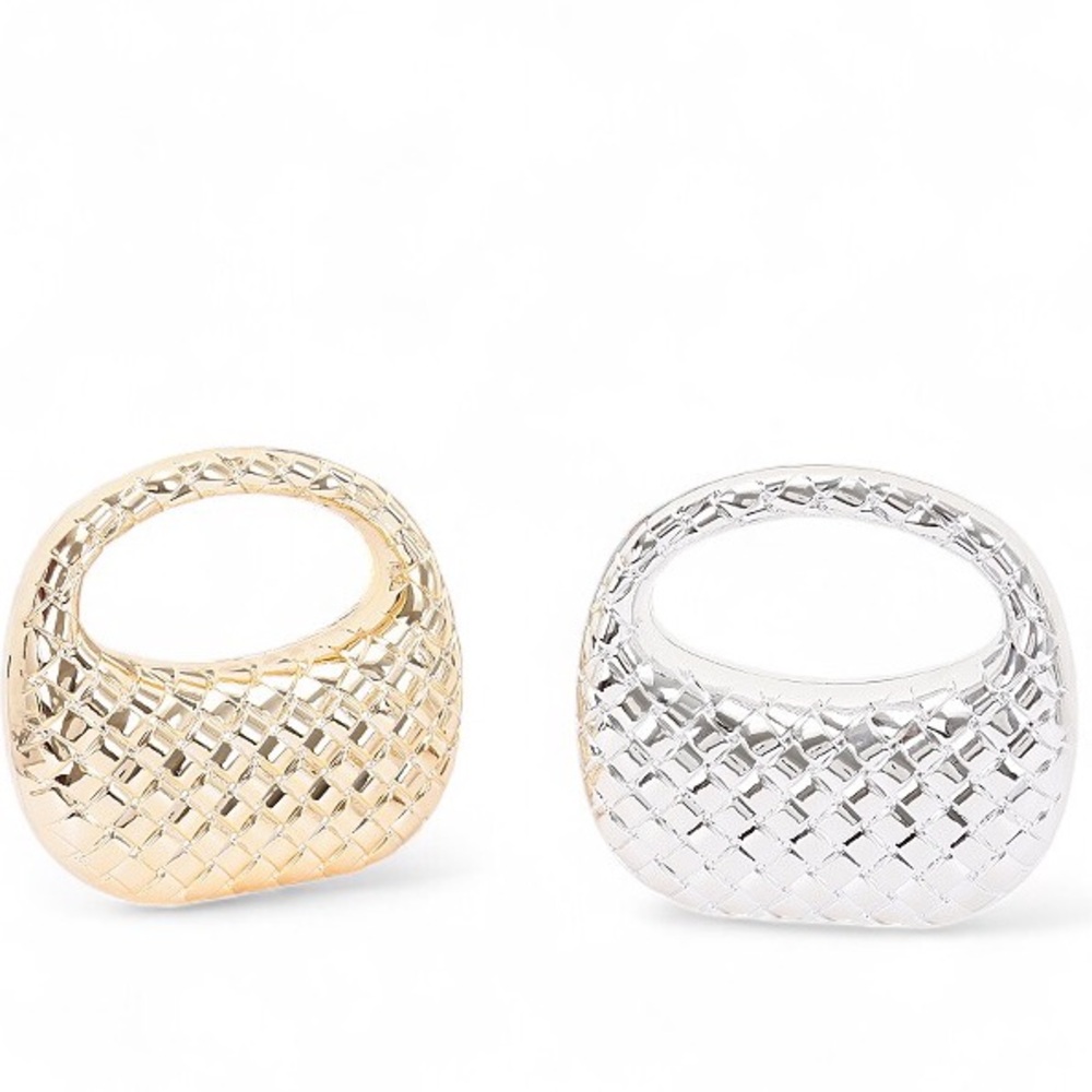 Metallic Gold and Silver Textured Box Clutch Bag